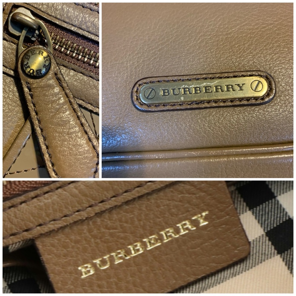 VTG BURBERRY DARK TAUPE BROWN LEATHER CROSSBODY OR SHOULDER BAG - Picture 7 of 14